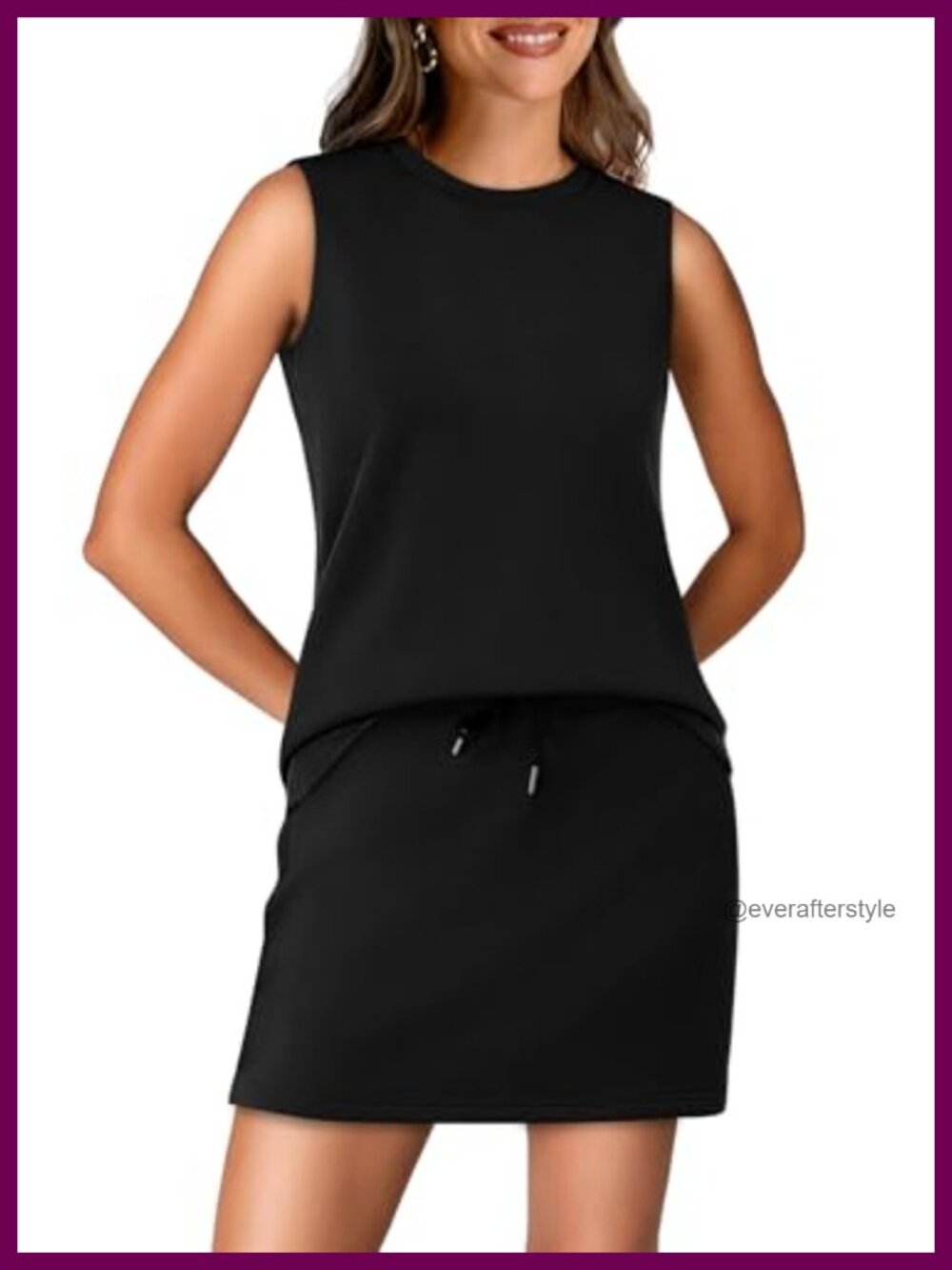 Women's 2-Piece Tennis Skirt Set Crewneck Top Lounge Athletic Outfit